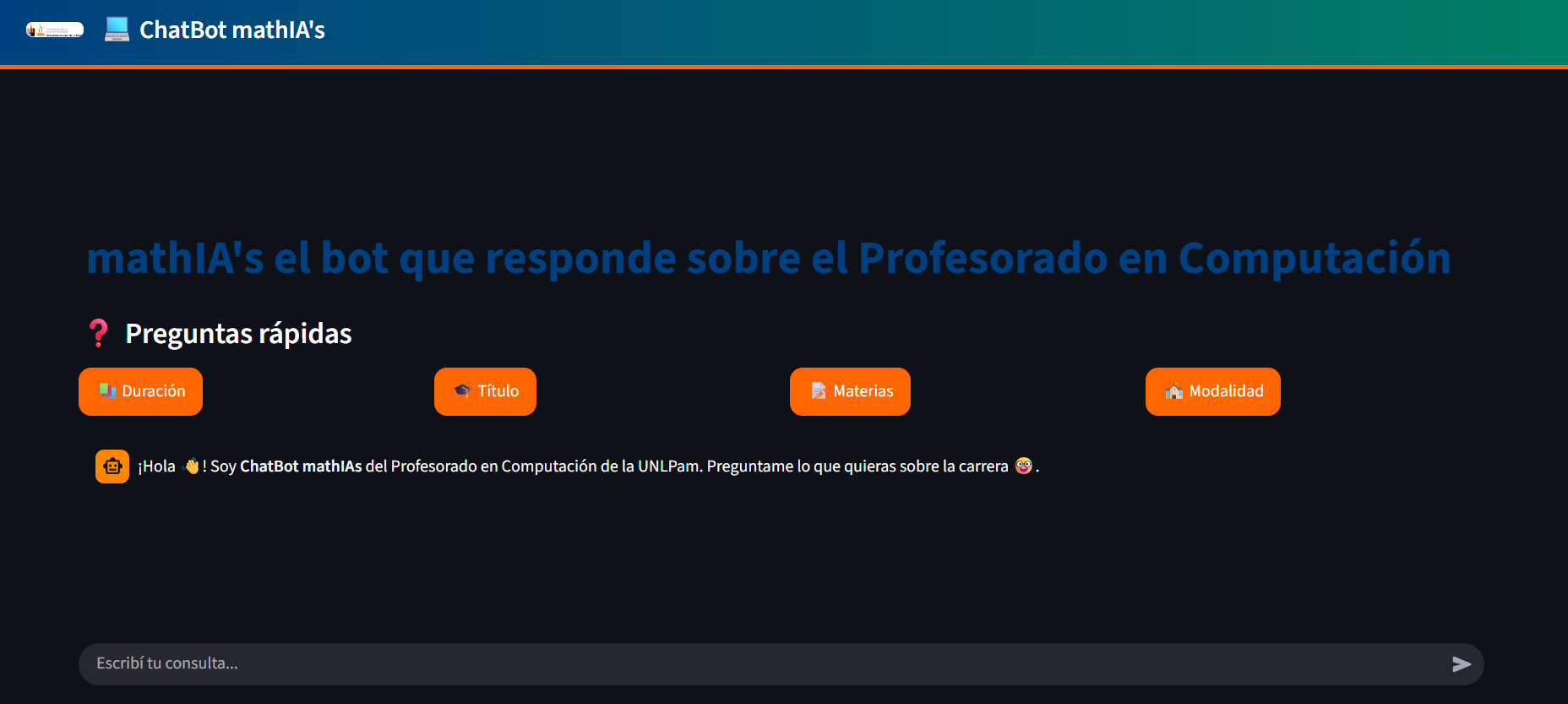 Captura de pantalla del chatbot